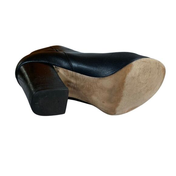 Black Leather Michael Kors Margaret Stacked High Heel Bootie Size 8 - Picture 8 of 10